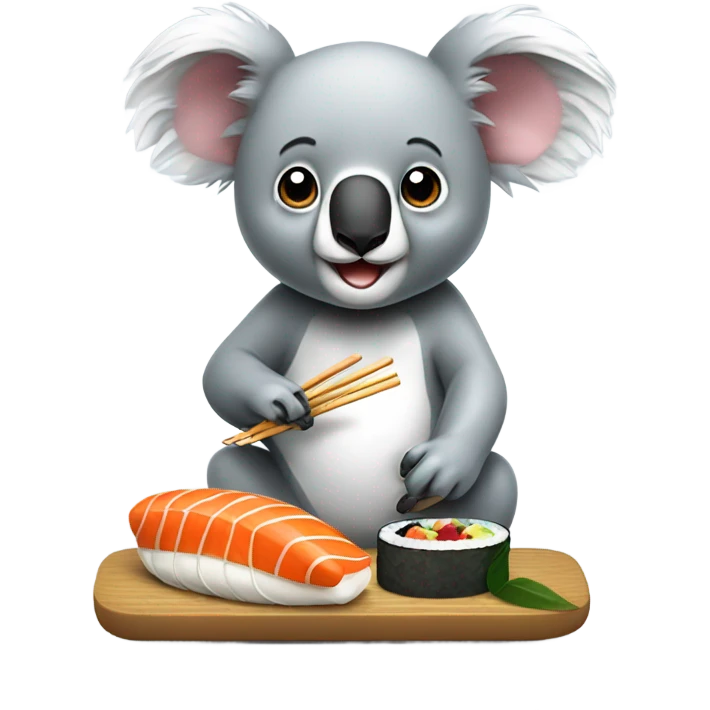 Cute koala eating a piece of sushi emoji