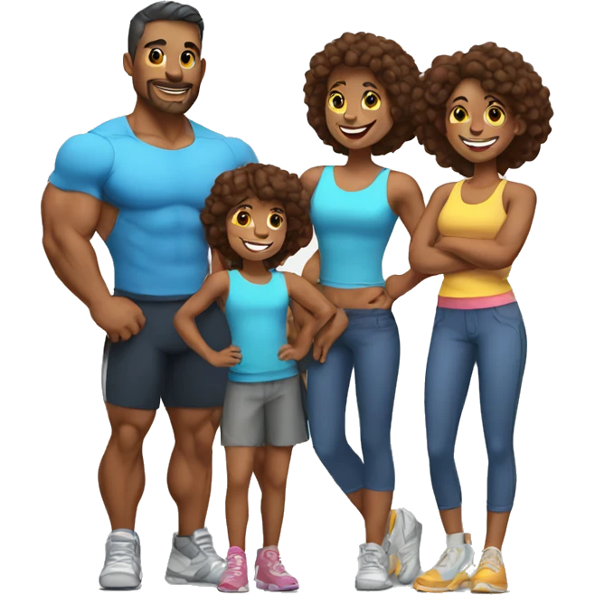 happy muscular family emoji