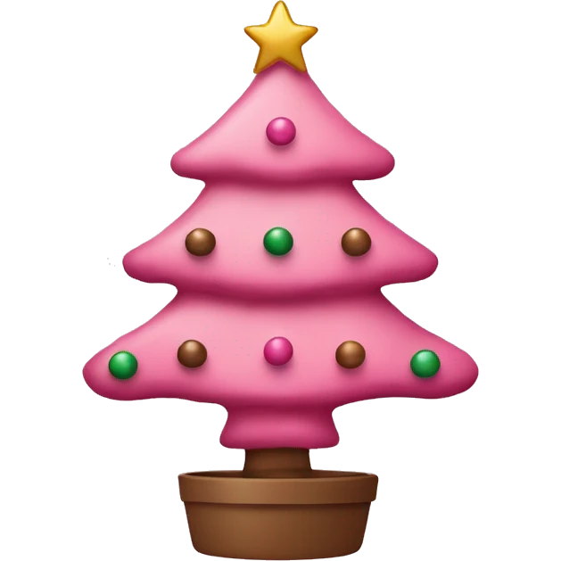 pink christmas tree with coffee colored ornaments emoji