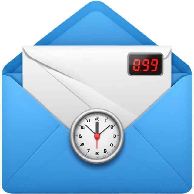 an envelop with a timer on it (to represent a programmed message) emoji
