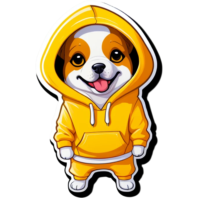 Dog in yellow hoodie  emoji