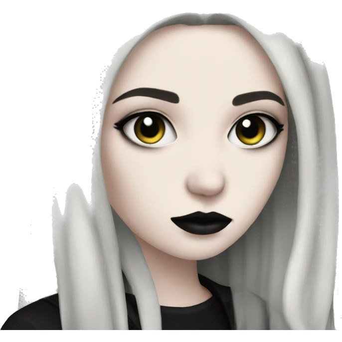 pale skin goth girl black hair emoji