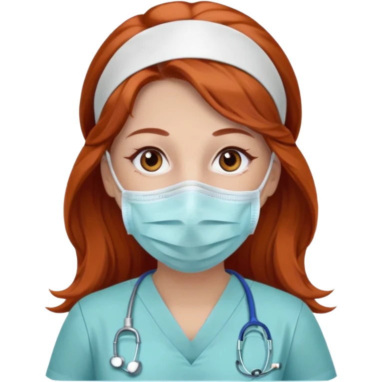 nurse with long brown/red hair with brown eyes emoji