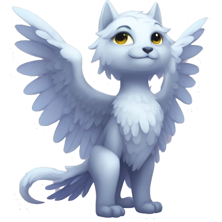 Anthro shy cute winged animal hybrid full body emoji