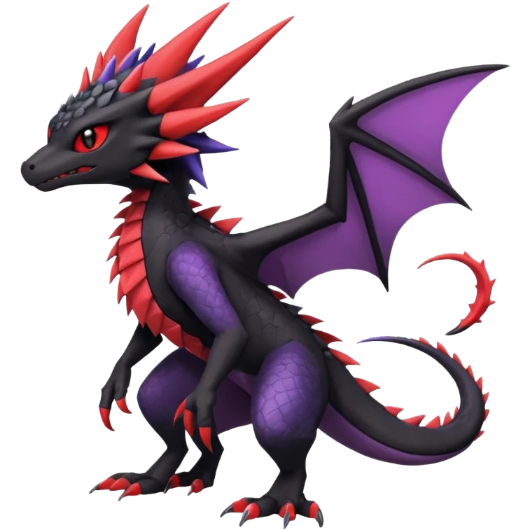 Dark edgy cute black red purple Noivern-Nargacuga-Trico-Salandit-Fakémon-Pokémon-hybrid-fusion emoji