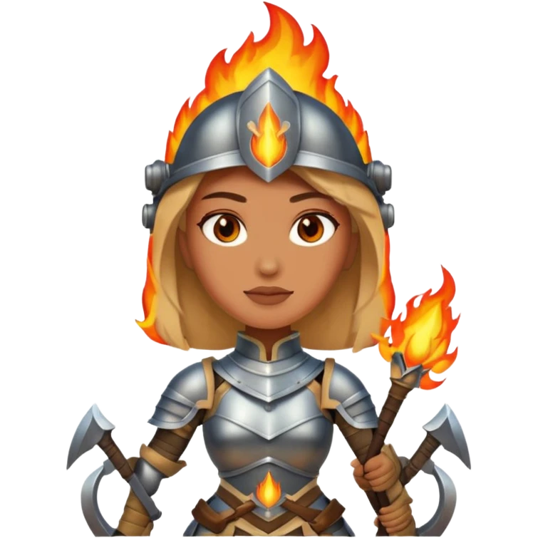 woman fire armored warrior emoji
