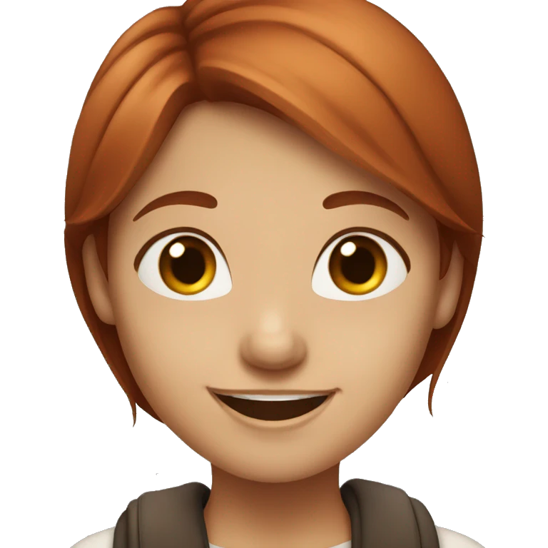 Red brown hair girl smiling  emoji