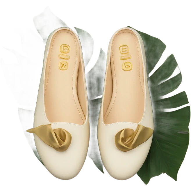 Cream color slide flats gold  emoji