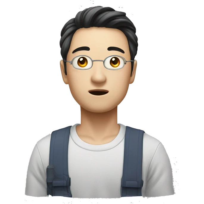 앞머리가 눈썹을 덮고 폭탄머리를 한 남성 emoji