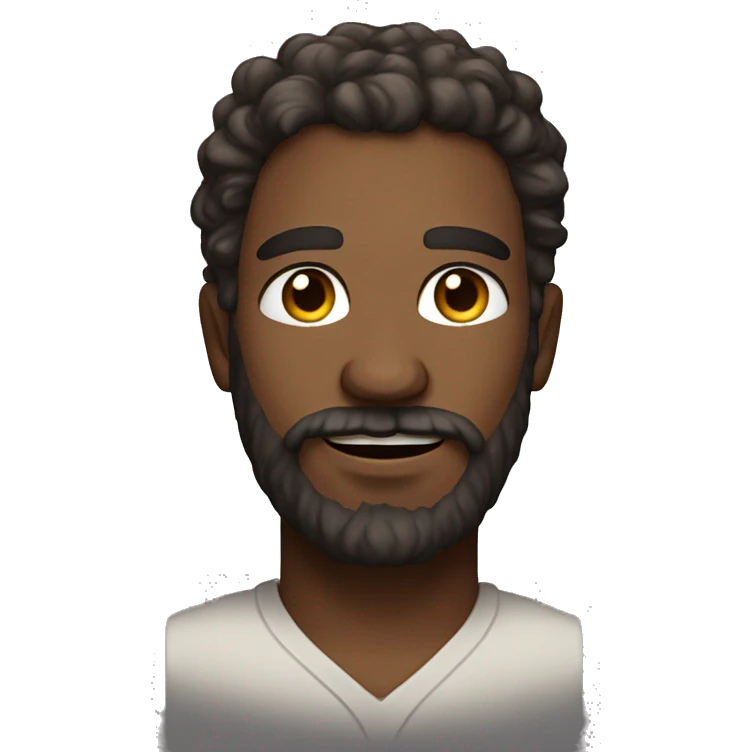 dirty man with long curly brown hair and a brown beard with halo over head emoji