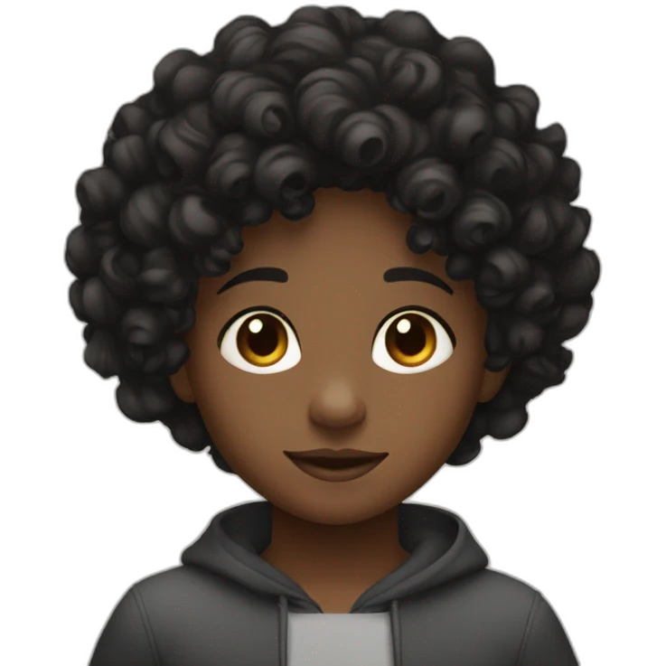 A young black child with small black hair that is curly and a gradient emoji