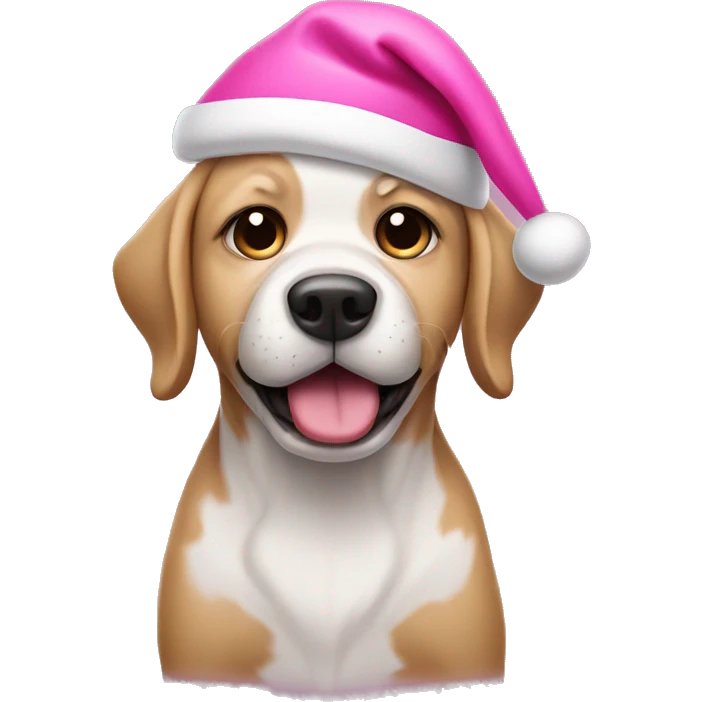 Dog wearing pink Santa hat emoji