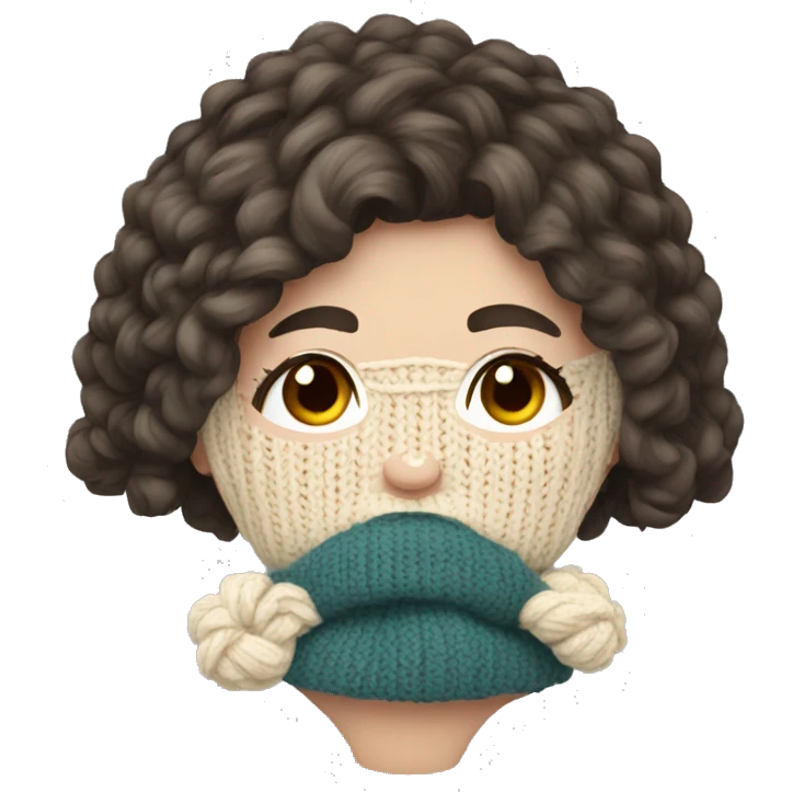 white girl in knitted sweater with dark hair emoji