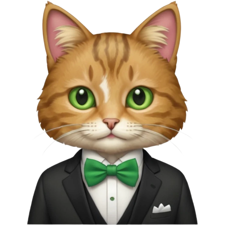 cat with suit and green bow tie emoji
