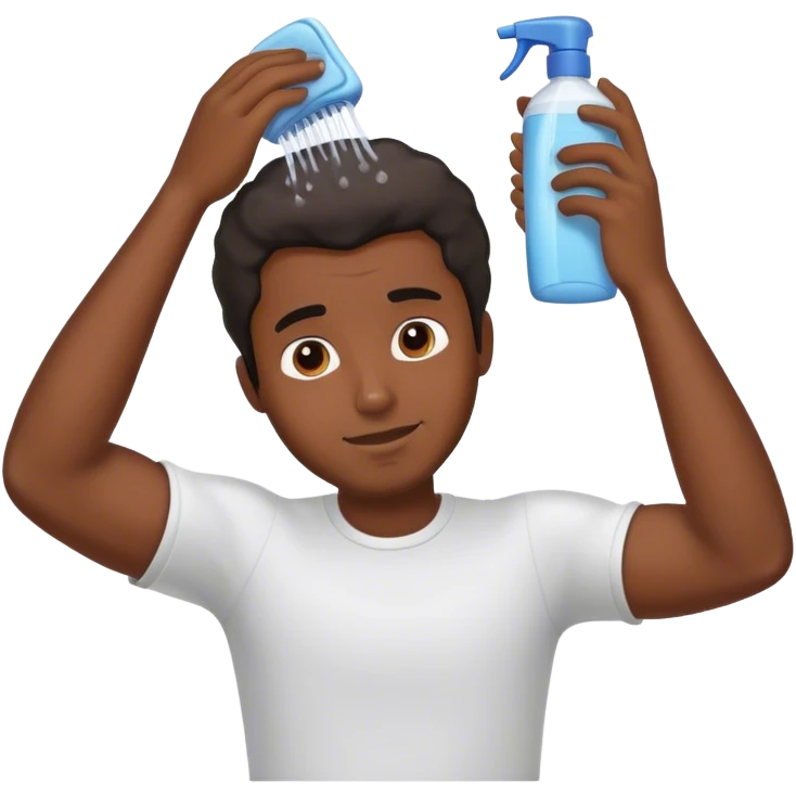 Black guy cleaning his hair with shampoo emoji