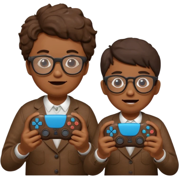 Two poops wearing glasses and each on holding ps5 controller emoji