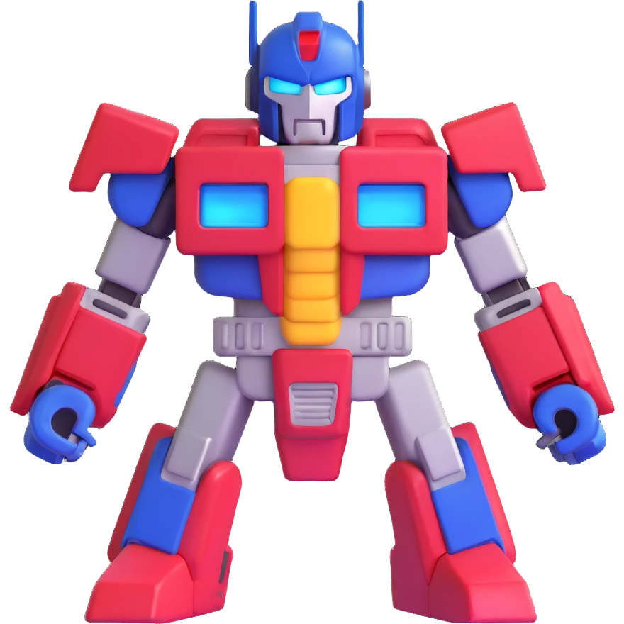 Optimus Prime as a bold and shiny 3D emoji emoji