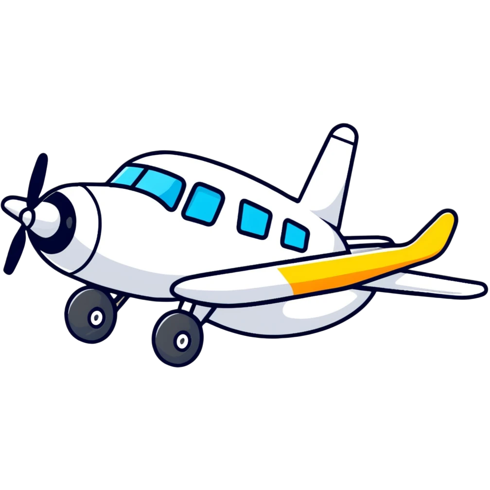 Cartoon airplane with happy face emoji