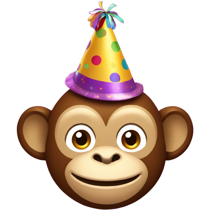 Monkey smiling with party hat on emoji