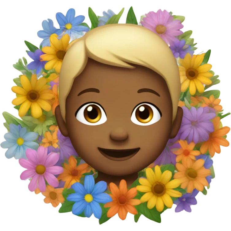 smiling baby with flowers theme emoji