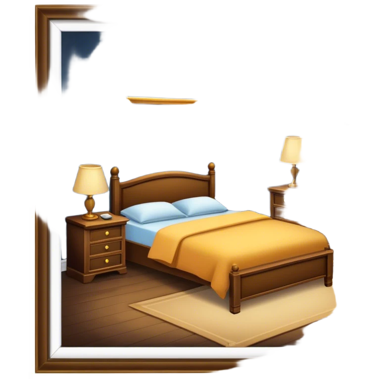A dimly lit bedroom.  emoji