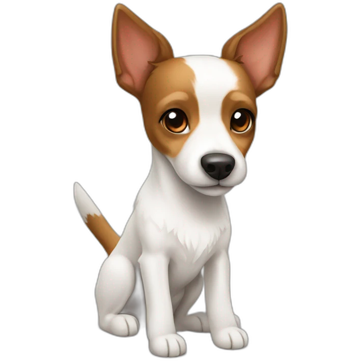 white and brown toy fox terrier with long fur emoji