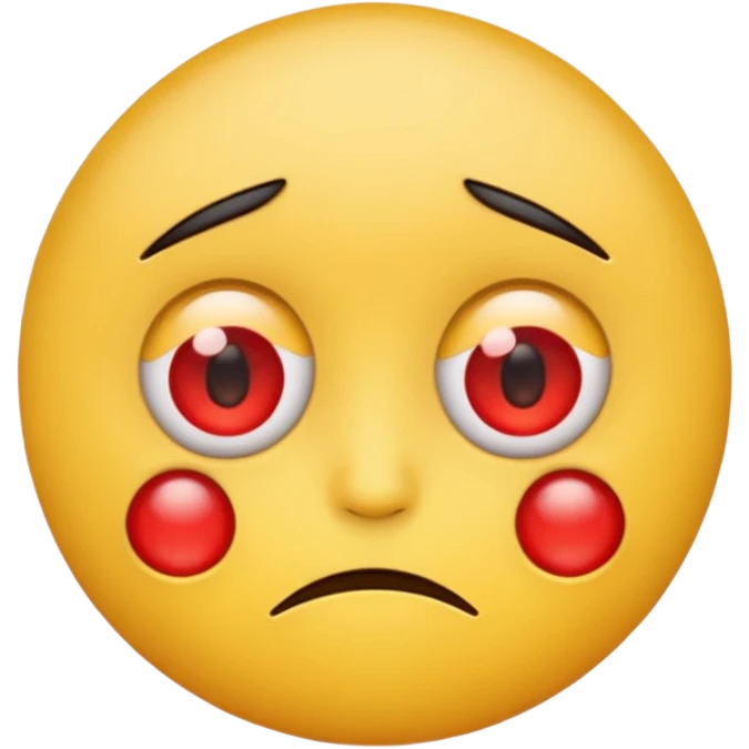 An emoji with red round eyes  with tired face! emoji