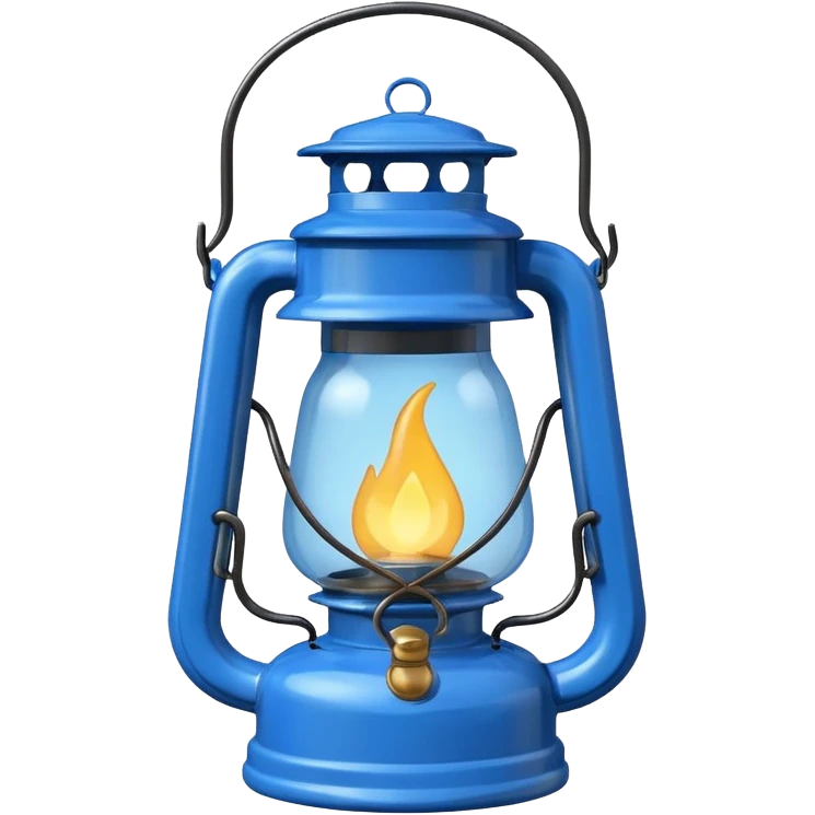 adorable cartoon blue oil lantern emoji, hurricane style with wire guard emoji