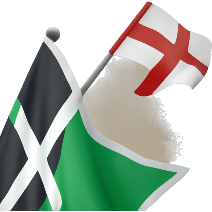 a flag that in the background has red color. In front of that color there is an saltire green colored. finally, has a white colores cross emoji