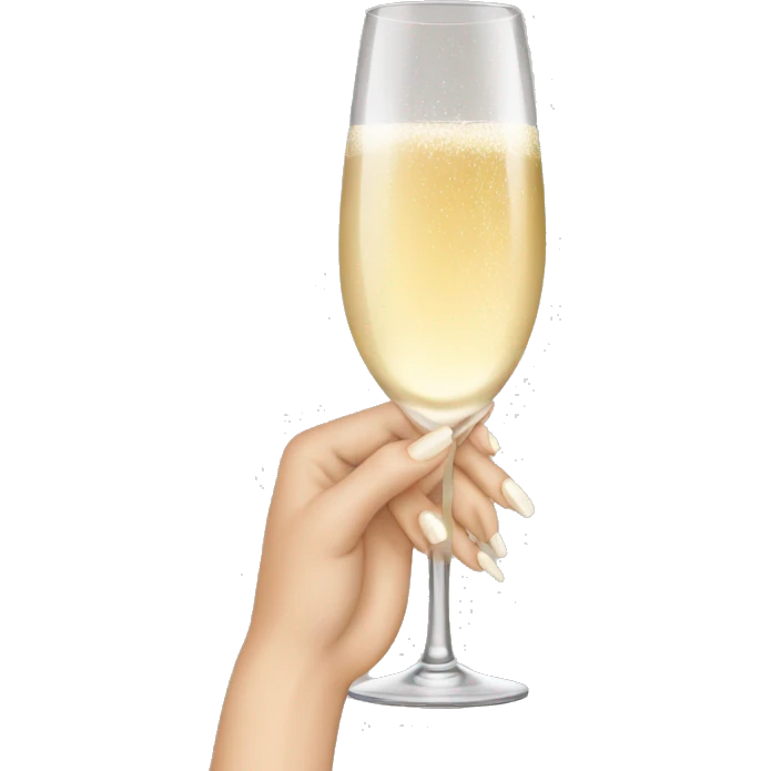 white woman hand with beige nails holding champagne glass emoji
