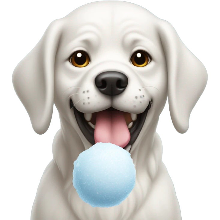 Dog with a snowball in its mouth emoji
