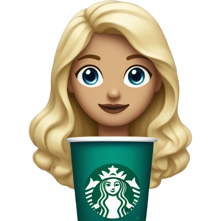 Starbucks cup drink with blonde girl blue eyes  emoji