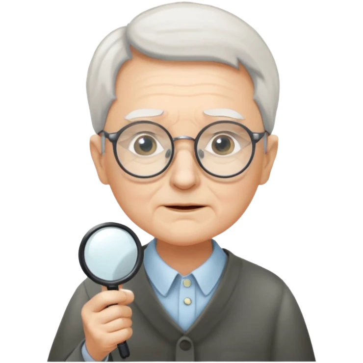 Elder + magnifier, Library Visitor. emoji