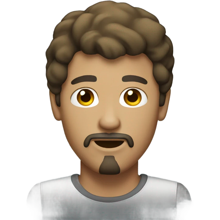 Light skin brunette guy with goatee and mullet emoji