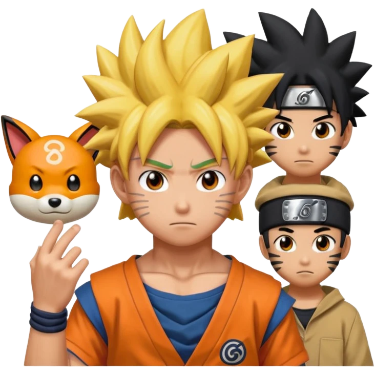 fais goku avec un melange de naruto et de 2 pkemon de ton choi aussi  emoji