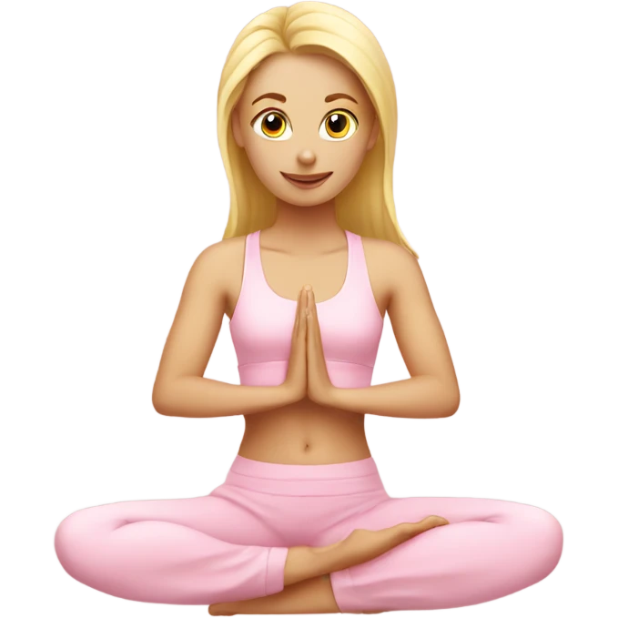 blonde yoga girl light pink clothes n emoji