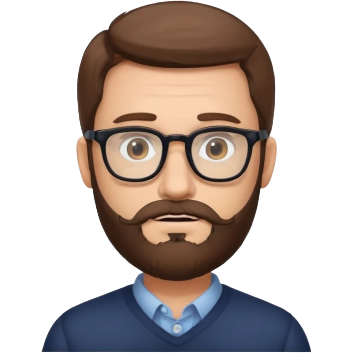 man with beard and glasses, neutral expression emoji