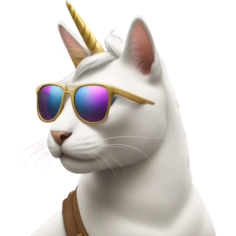 Cat wearing sunglasses riding a unicorn  emoji