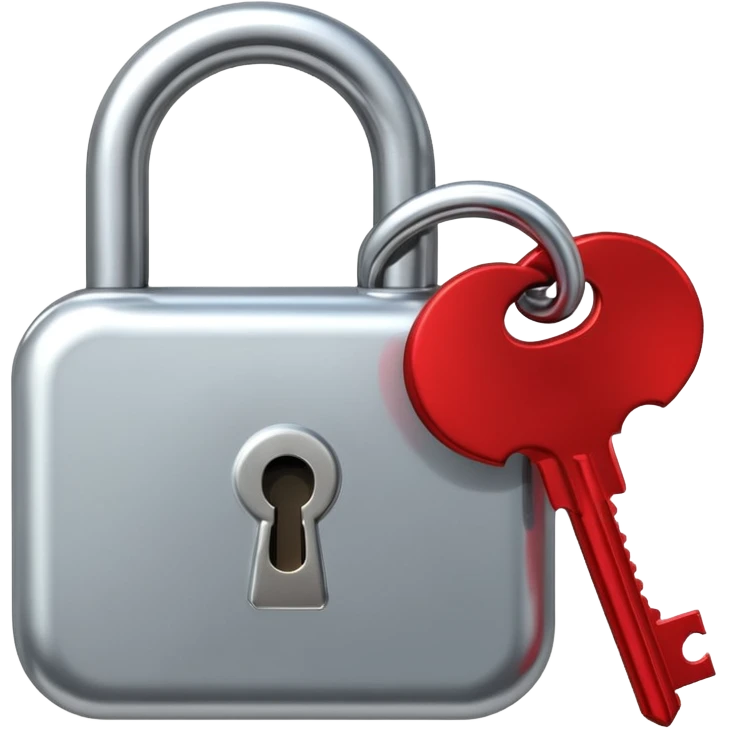 A chrome silver lock and key emoji, smooth metallic surfaces, glossy reflections, luxury swag vibe, minimal iOS emoji style, centered on clean white background emoji