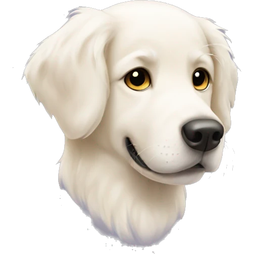 White golden retriever with heart eyes emoji