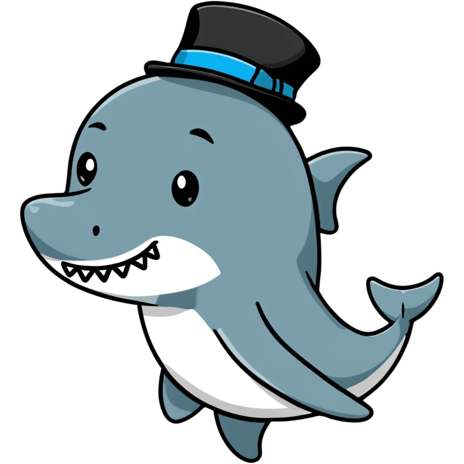 Shark with a top hat emoji