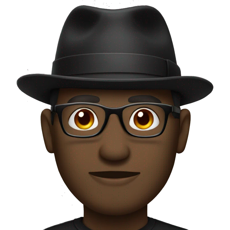 black hat on man with black glasses emoji