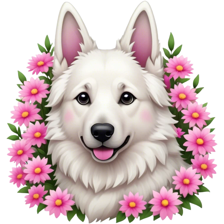White Shepherd viele Blumen pink  emoji