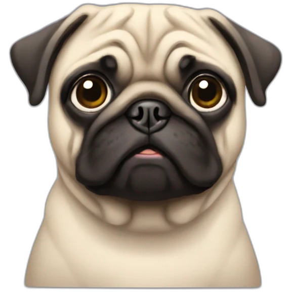 pug wearing a t-shirt emoji