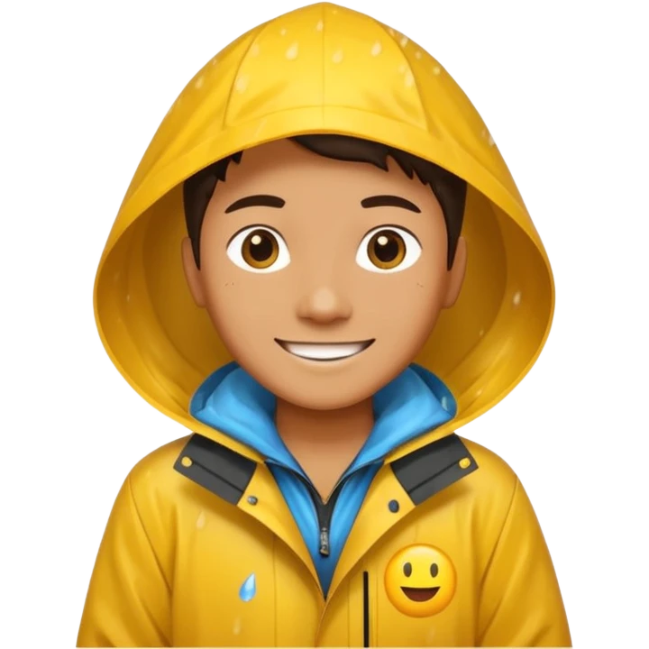 create a realistic emoji of a weather situations with a logistic worker in it, sun, rain, snow emoji
