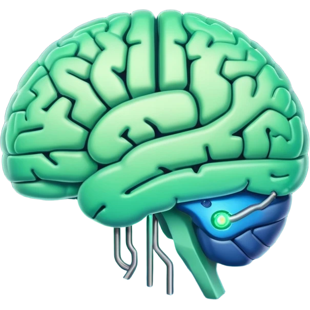 glowing brain with circuits representing AI emoji