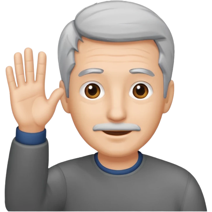 Man with gray hair waves  emoji