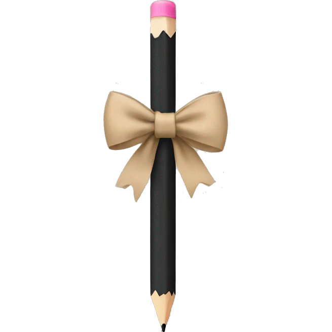 a black pencil with a beige bow wrapped around it  emoji