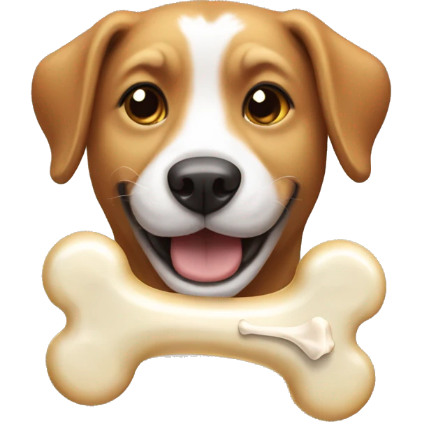 Dog happy with bone  emoji