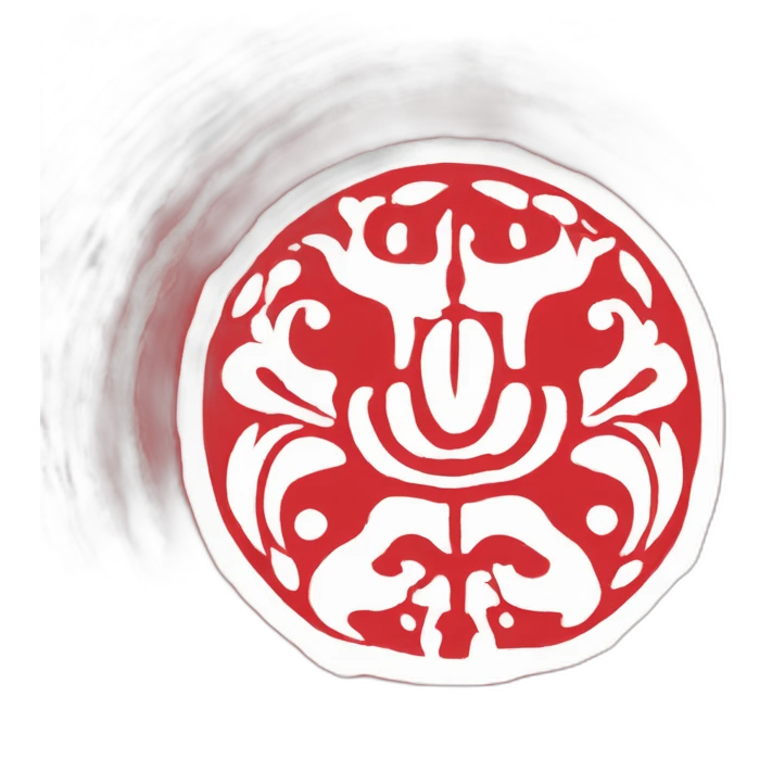 Spiritual hindu symbol (svastika) in a white circle in a red flag emoji